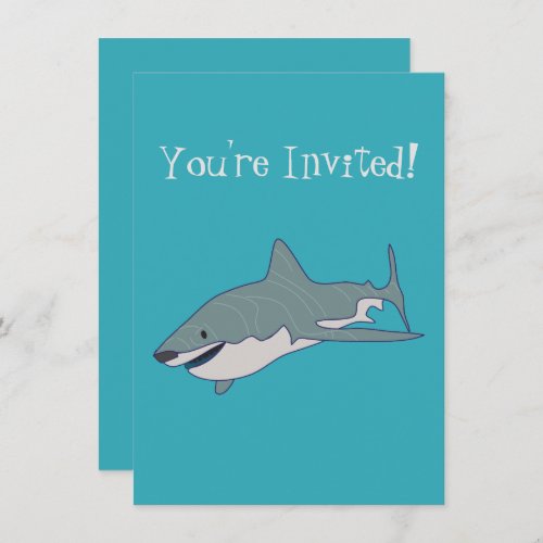 Great White Shark Swimming Illustration Birthday Invitation