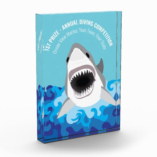 Great White Shark Swimming or Diving Competition Acrylic Award