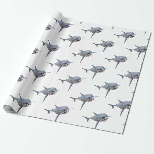 great white shark swimming to the front wrapping paper