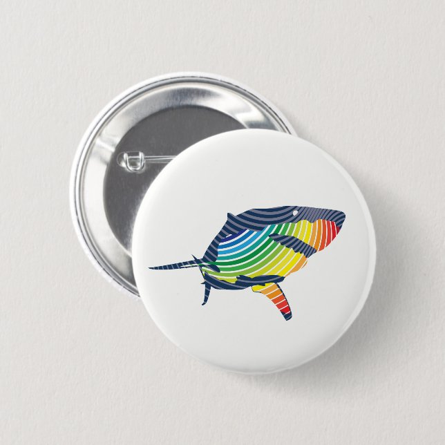 Great White Shark Swoosh Pinback Button (Front & Back)