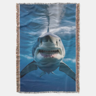 Great White Shark Throw Blanket