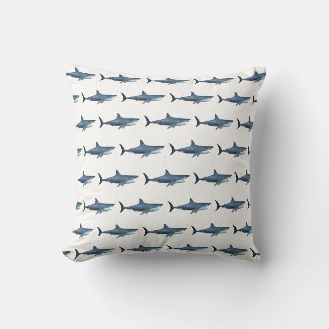 Great White Shark  Throw Pillow (Front)
