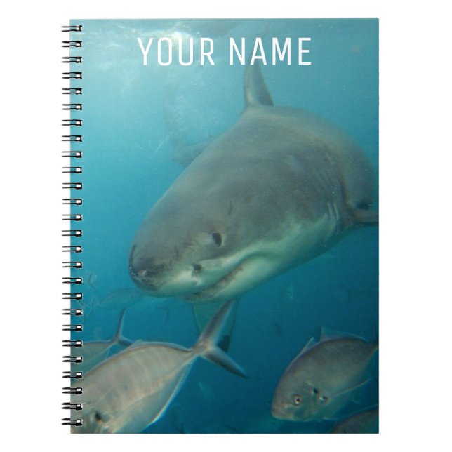 Great White Shark Underwater Portrait Custom Notebook (Front)