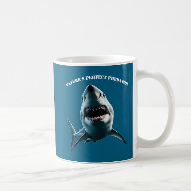 Great White Shark Underwater with Open Mouth URM Coffee Mug (Right)