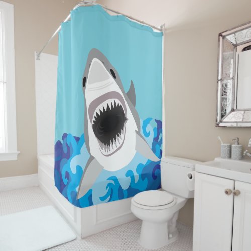 Great White Shark With Jaws Wide Open Shower Curtain