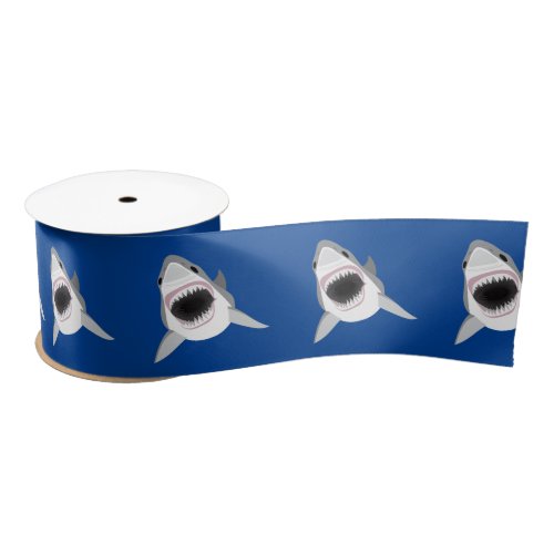 Great White Shark With Open Jaws Funny Satin Ribbon