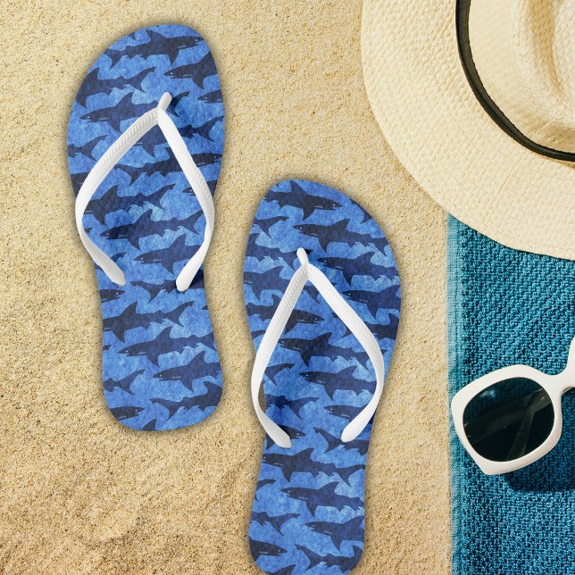 Great White Sharks Beach Party Fun Flip Flops (Creator Uploaded)