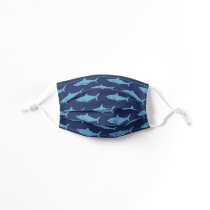 Great White Sharks Blue and Navy Pattern Kids' Cloth Face Mask
