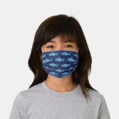 Great White Sharks Blue and Navy Pattern Kids' Cloth Face Mask (Worn)