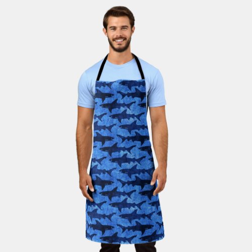 Great White Sharks in the Deep Blue Ocean Apron