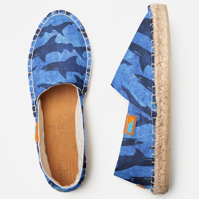 Great White Sharks in the Deep Blue Sea Espadrilles (Side)