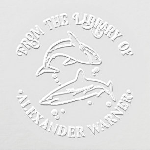 Great White Sharks Ocean Theme Round Library Book Embosser