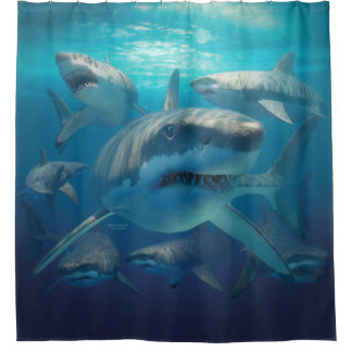 Great White Sharks Shower Curtain