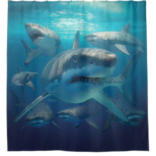 Great White Sharks Shower Curtain