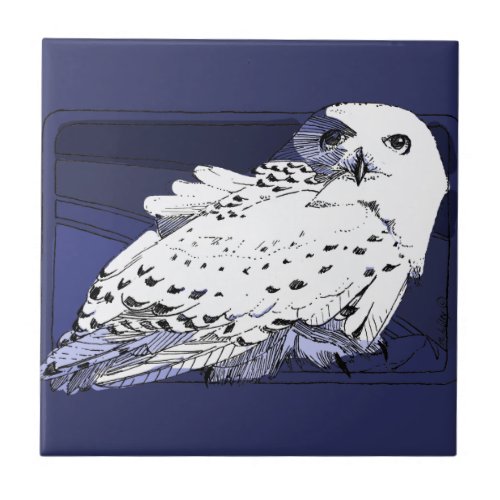 Great White Snowy Owl Ceramic Tile