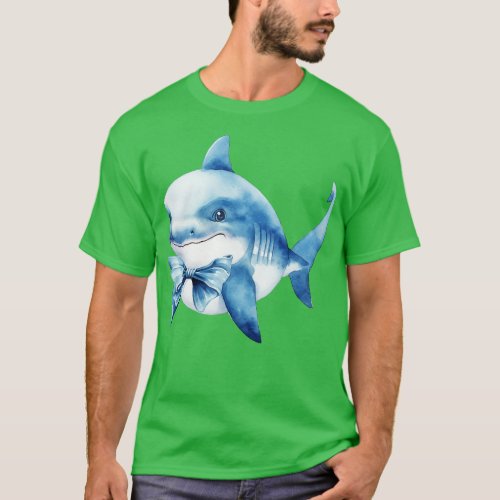 Great White Wearing Bow T_Shirt