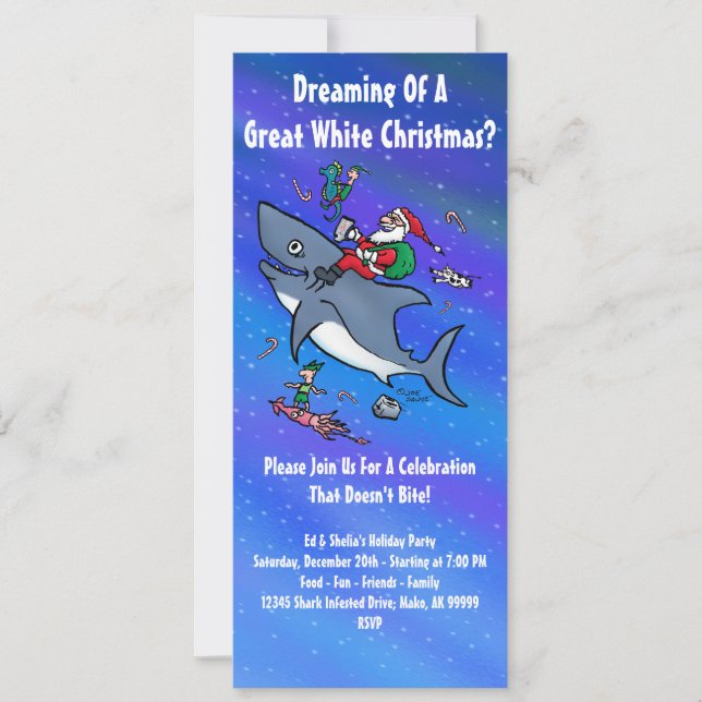 Great White Xmas Party Invitations (Front)