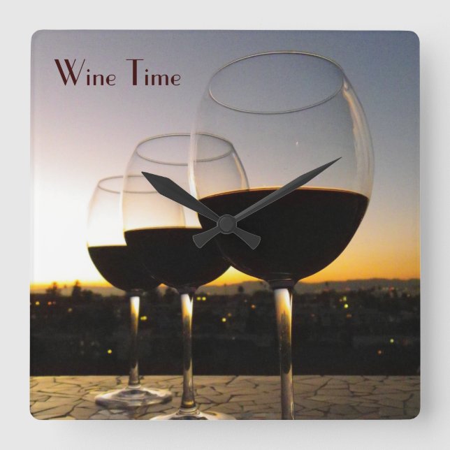 Great Wine Time Wall Clock! Square Wall Clock (Front)