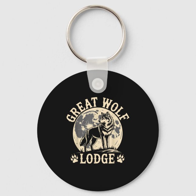 Great Wolf Lodge Howling Wolf Full Moon Nature Sce Keychain (Front)