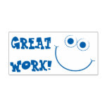 [ Thumbnail: "Great Work!" + Happy Smiling Face Rubber Stamp ]
