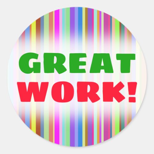 GREAT WORK  Stripes of Various Colors Sticker