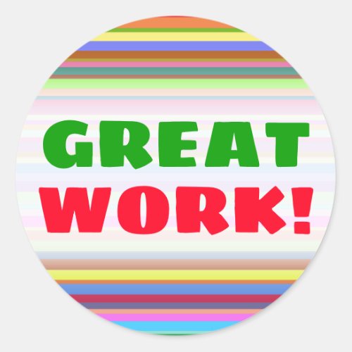 GREAT WORK  Stripes of Various Colors Sticker