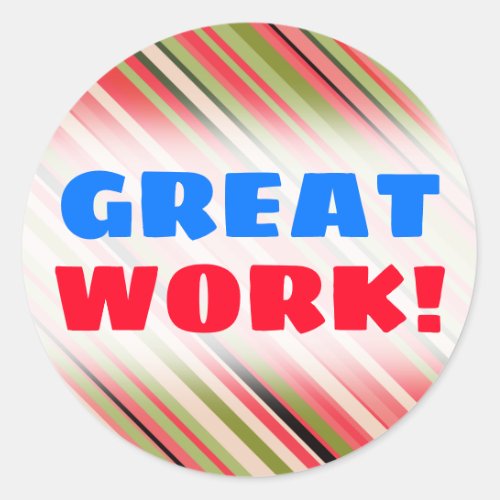 GREAT WORK  Watermelon_Inspired Stripes Classic Round Sticker