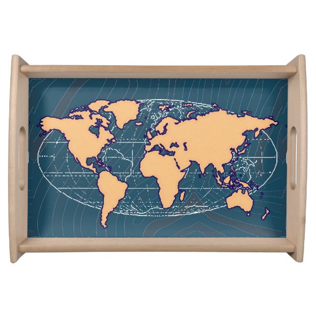 great world map illustration serving tray (Front)
