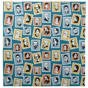 Great writers, poets and playwrights on stamps-1 cloth napkin