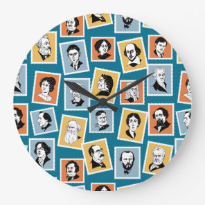 Great writers, poets and playwrights on stamps-1 large clock