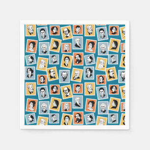 Great writers, poets and playwrights on stamps-1 napkins