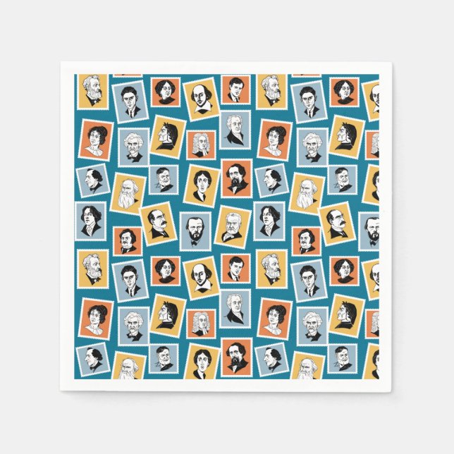 Great writers, poets and playwrights on stamps-1 napkins (Front)