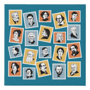 Great writers, poets and playwrights on stamps-1 p faux canvas print