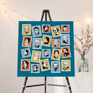 Great writers, poets and playwrights on stamps-1 p foam board