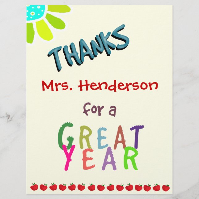 Great Year, Classroom Thank You Card Flyer (Front)