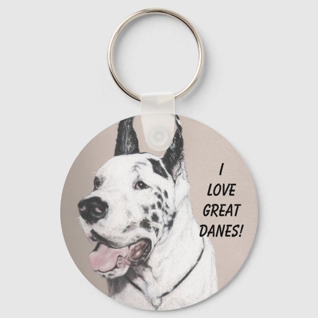 GreatDaneED, I LOVE GREAT DANES! Keychain (Front)