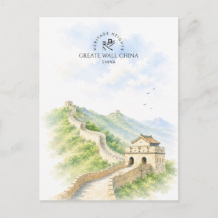 Greate Wall China Architecture Landscape Travel Postcard