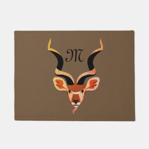 Greater Kudu Antelope Monogram Doormat