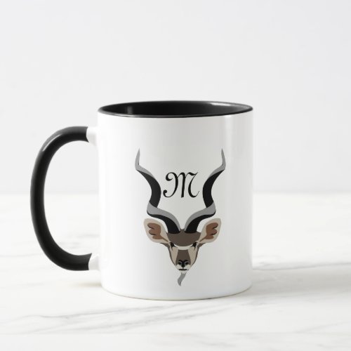 Greater Kudu Antelope Monogram Mug