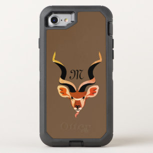 Greater Kudu Antelope Monogram OtterBox Defender iPhone SE/8/7 Case