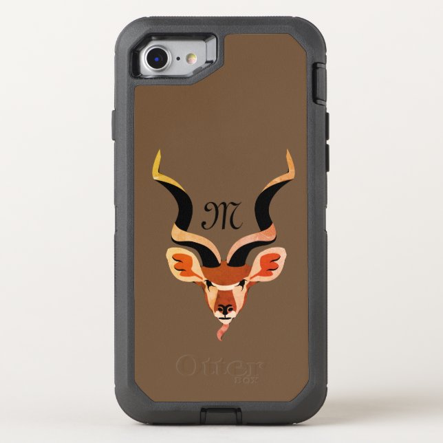 Greater Kudu Antelope Monogram Otterbox iPhone Case (Back)