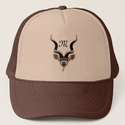 Greater Kudu Antelope Monogram Trucker Hat