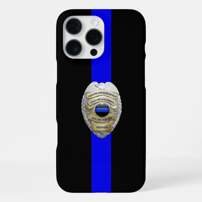 Greater Love Police Badge Thin Blue Line iPhone Case (Back)
