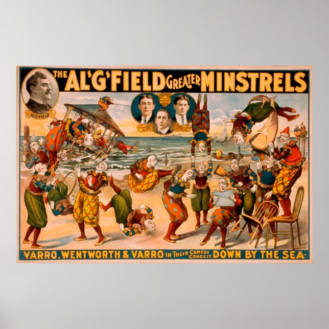 Greater Minstrels - Bunch of Clowns at the Beach Poster (Front)