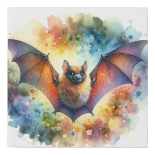 Greater Noctule Bat AREF770 _ Watercolor Faux Canvas Print