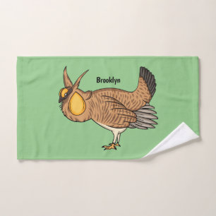 Greater prairie chicken cartoon illustration bath towel set
