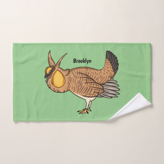 Greater prairie chicken cartoon illustration  bath towel set (Hand Towel)