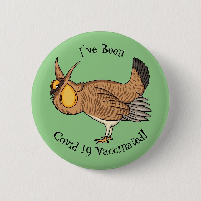 Greater prairie chicken cartoon illustration button (Front)