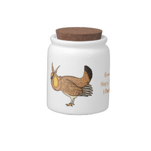 Greater prairie chicken cartoon illustration candy jar