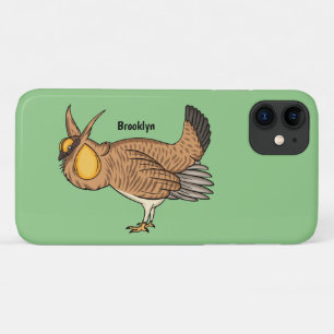 Greater prairie chicken cartoon illustration iPhone 11 case